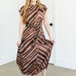 Draped Front Satin Print Midi Dress FF Dresses