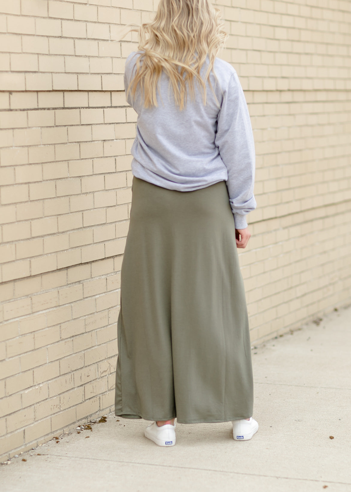 Drawstring A-line Maxi Skirt Skirts