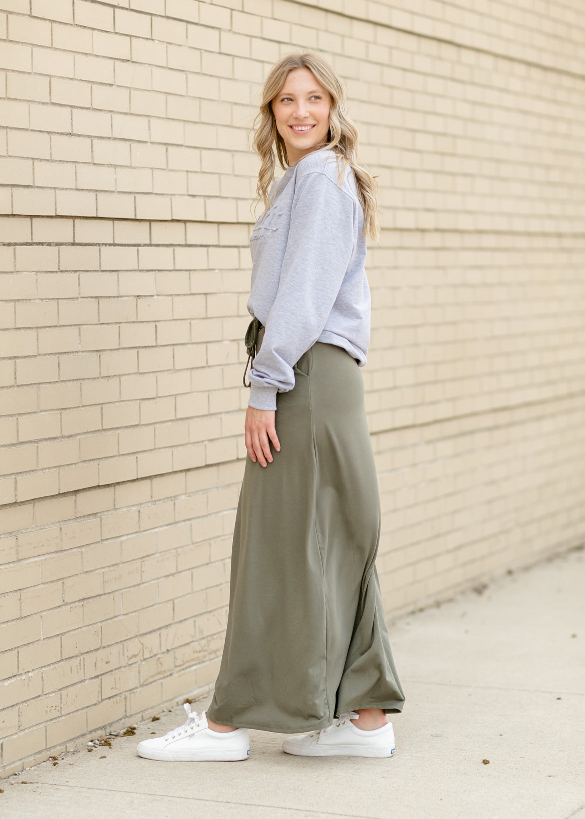 Drawstring A-line Maxi Skirt Skirts