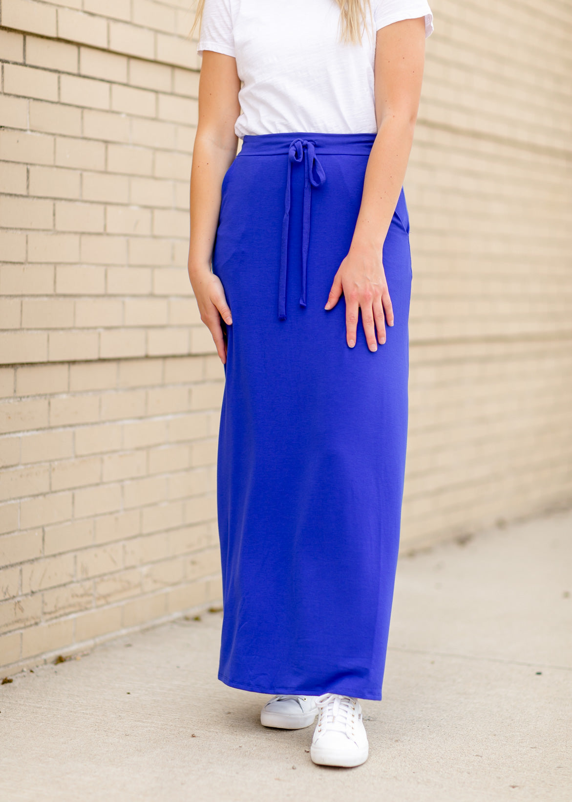 Drawstring A-line Maxi Skirt Skirts