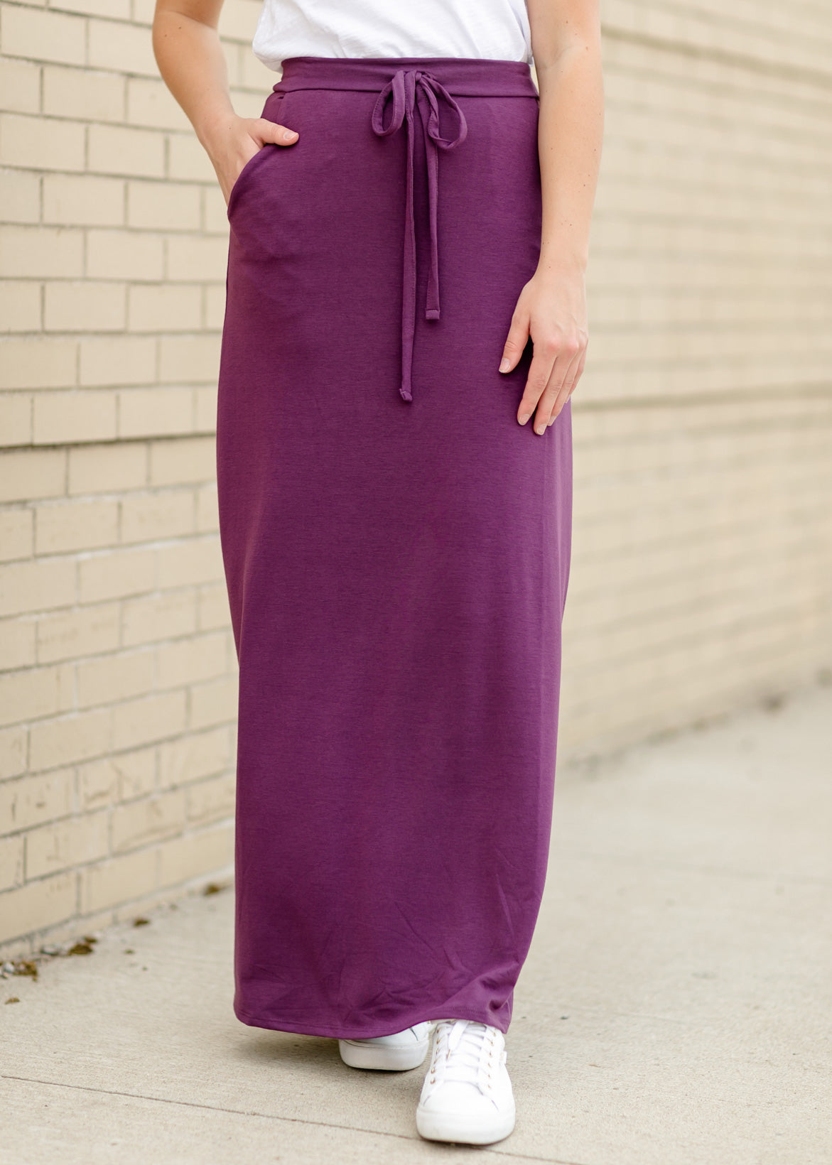 Drawstring A-line Maxi Skirt Skirts