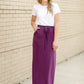 Drawstring A-line Maxi Skirt Skirts Purple / S