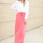 Drawstring A-line Maxi Skirt Skirts Rose / S