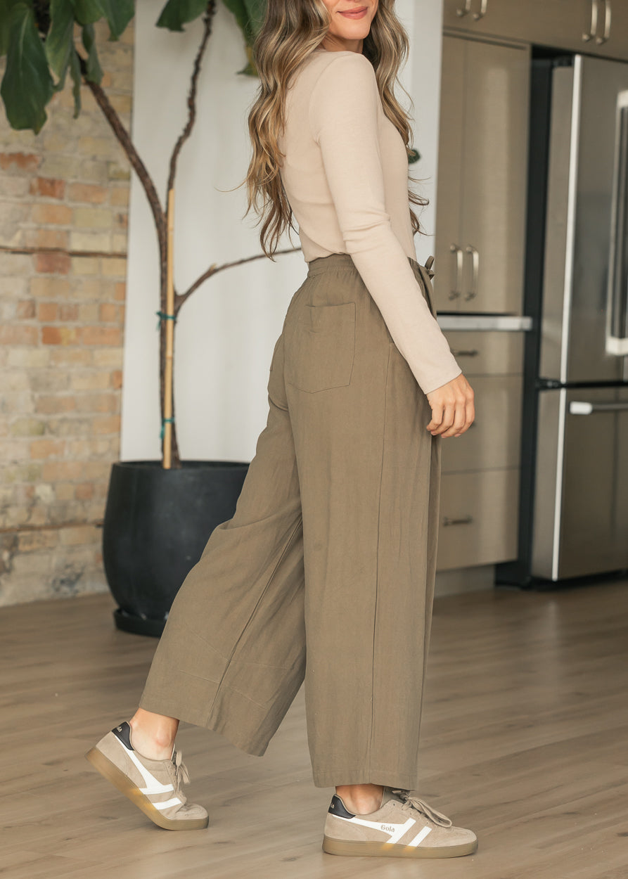 Drawstring Pleated Relaxed Pants FF Pants