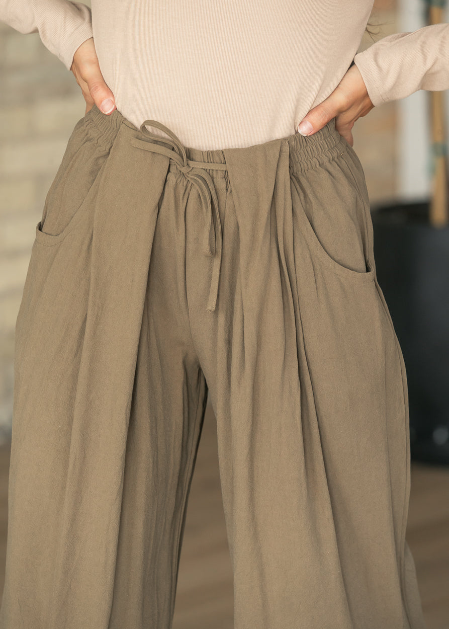 Drawstring Pleated Relaxed Pants FF Pants