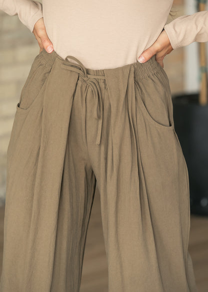 Drawstring Pleated Relaxed Pants FF Pants