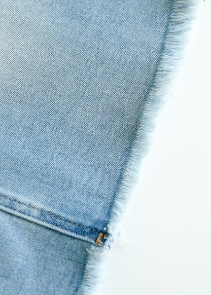 Drew Raw Hem Midi Denim Skirt IC Skirts