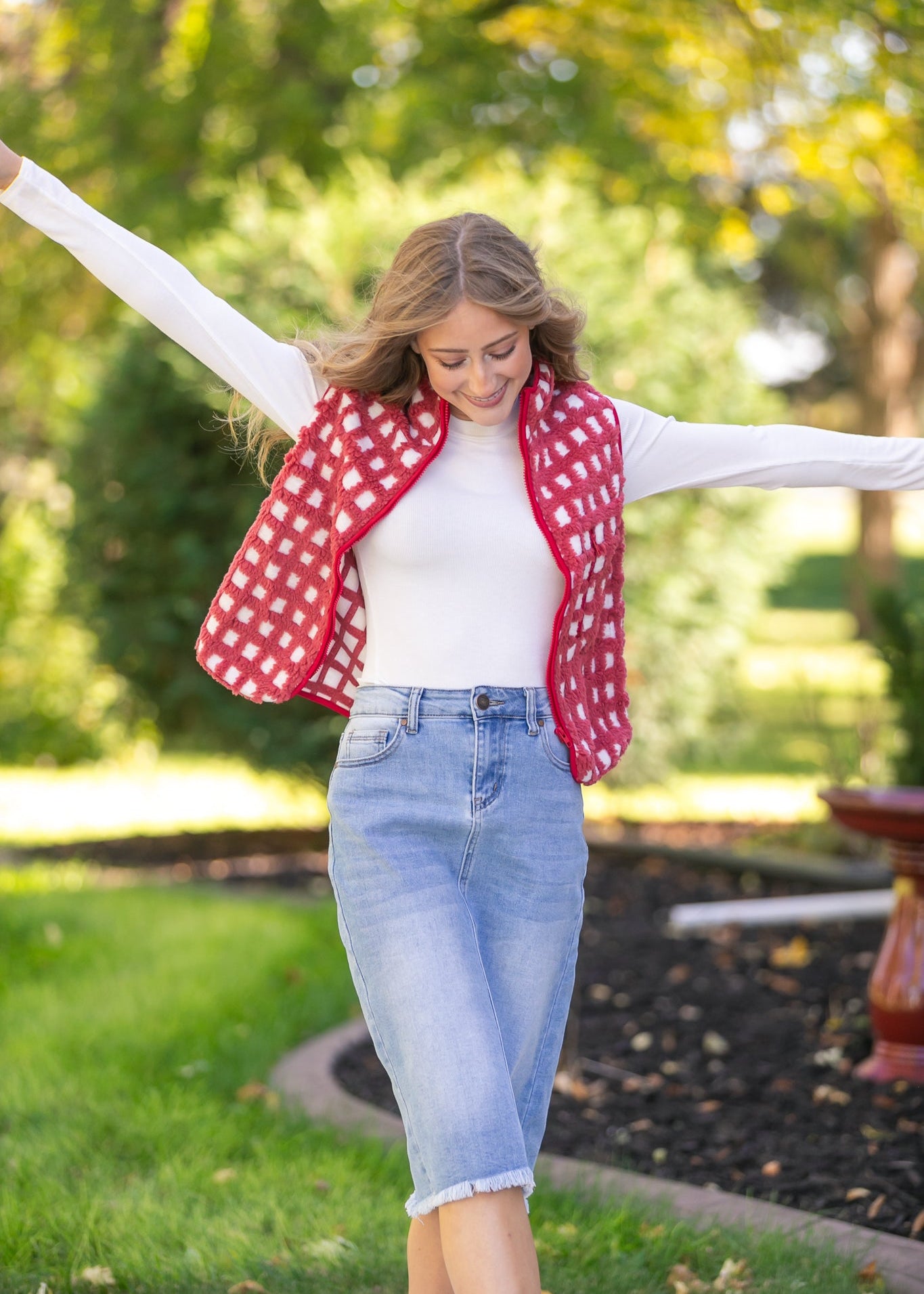 Drew Raw Hem Midi Denim Skirt IC Skirts