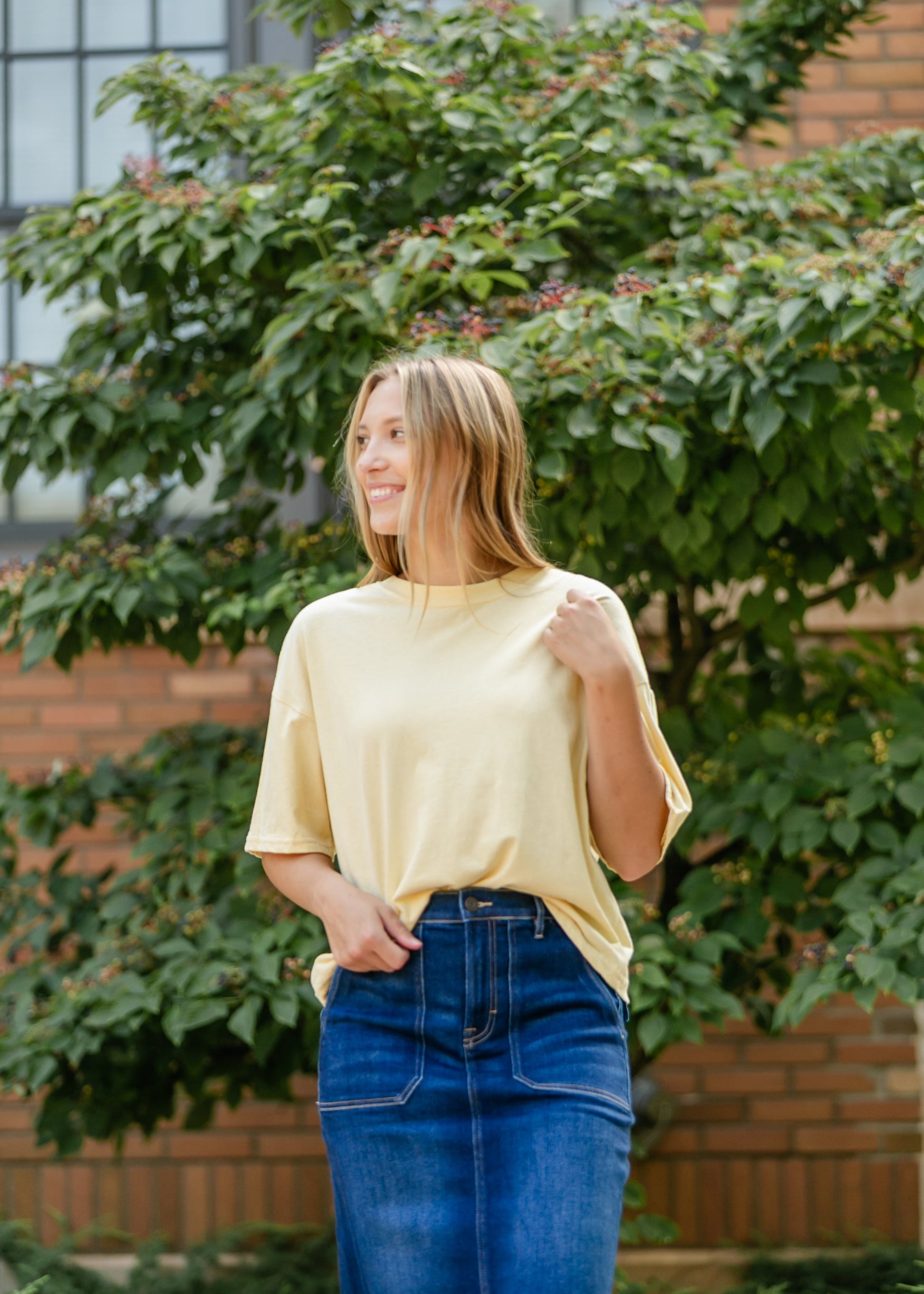 Drop Shoulder Short Sleeve T-Shirt FF Tops