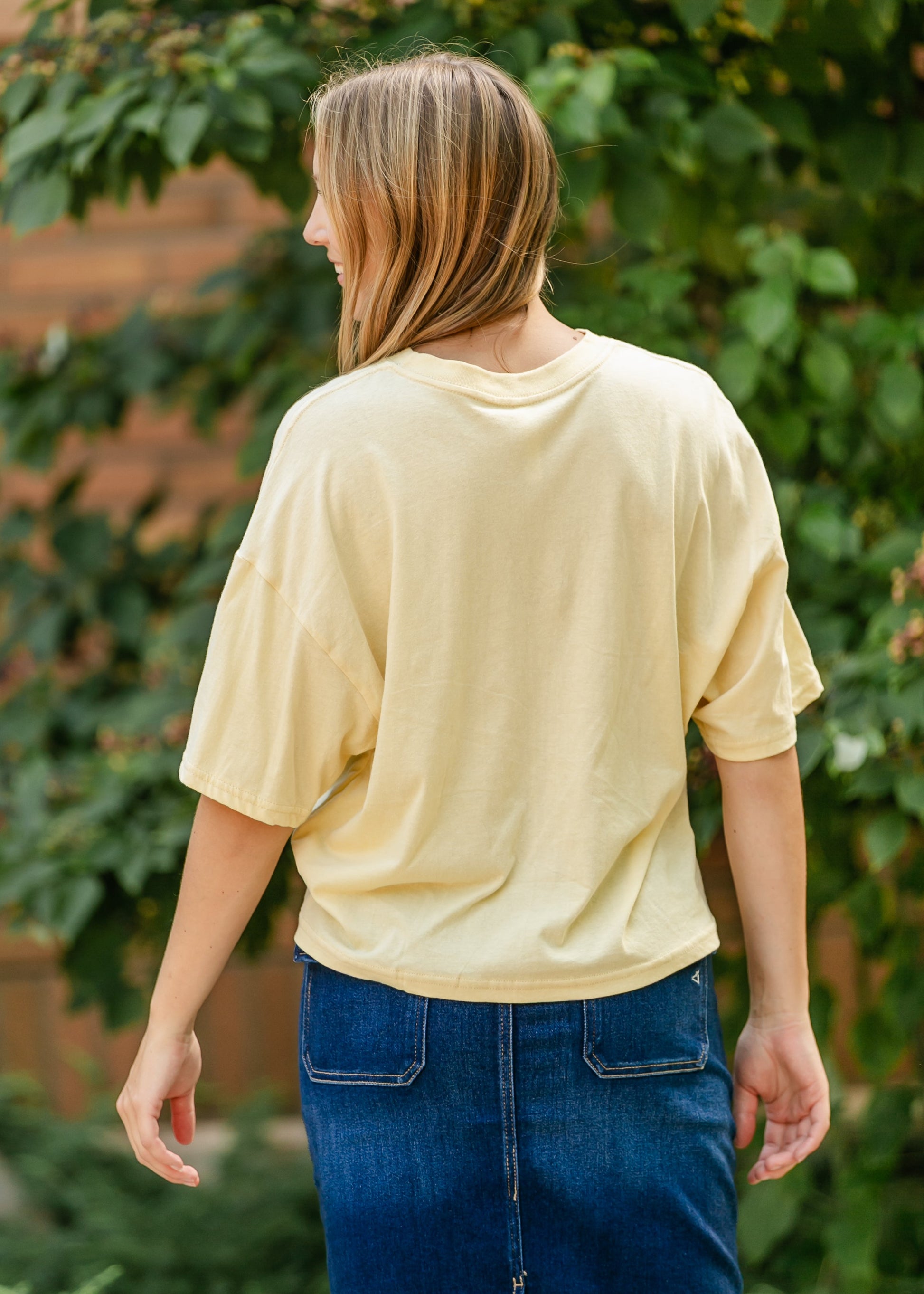 Drop Shoulder Short Sleeve T-Shirt FF Tops