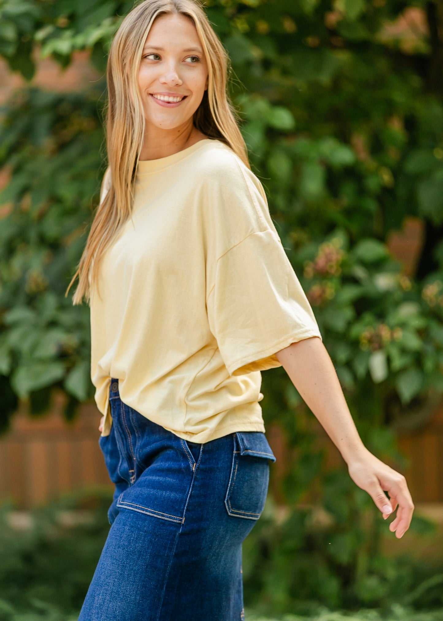 Drop Shoulder Short Sleeve T-Shirt FF Tops