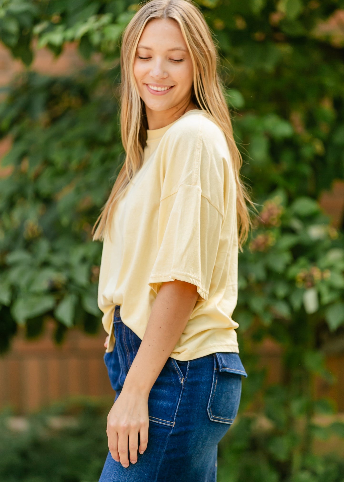 Drop Shoulder Short Sleeve T-Shirt FF Tops