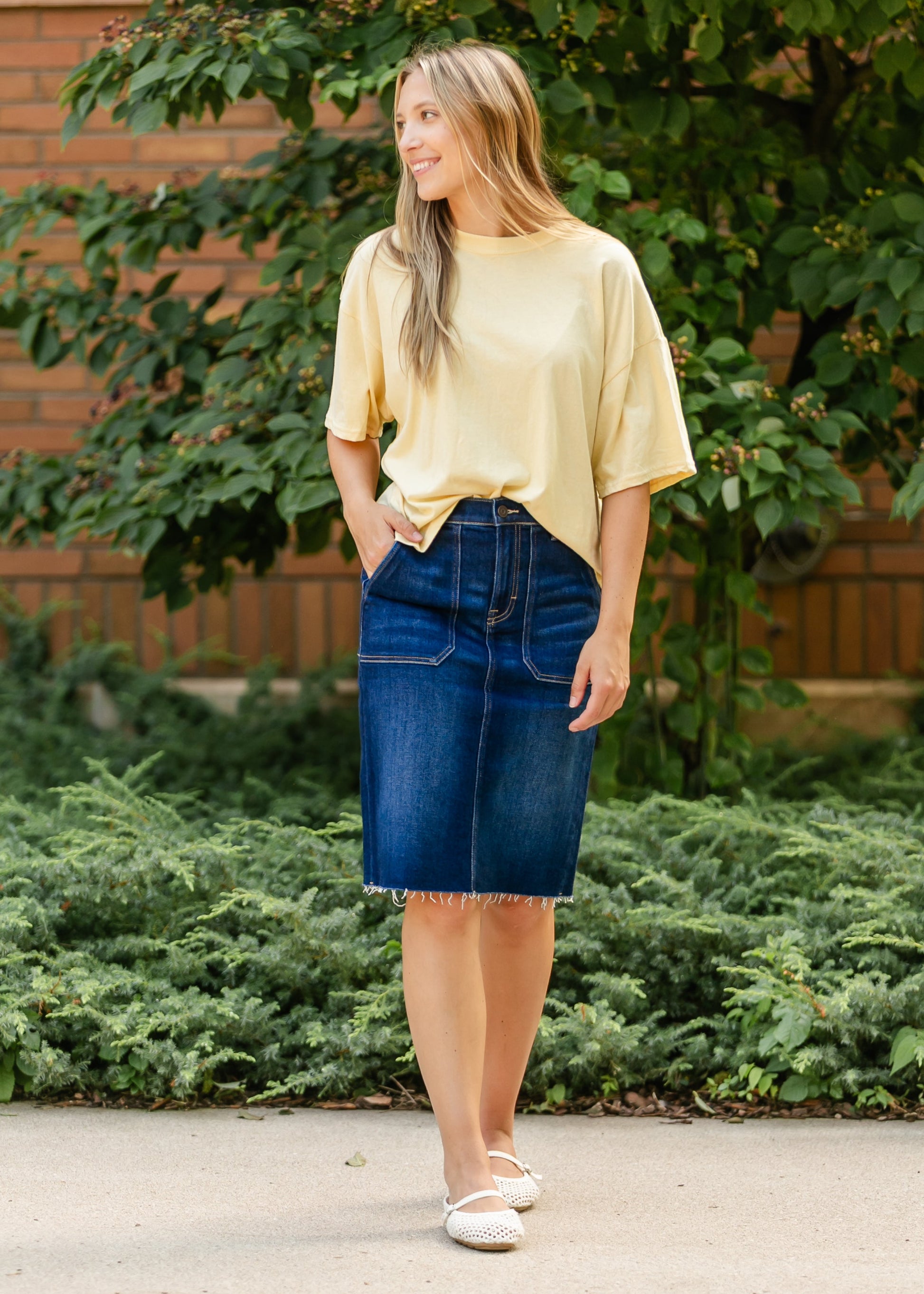 Drop Shoulder Short Sleeve T-Shirt FF Tops