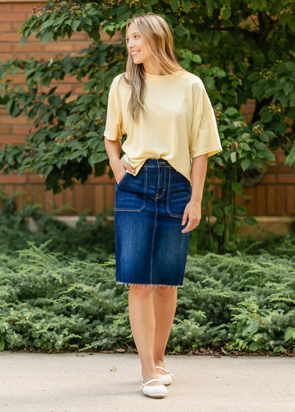 Drop Shoulder Short Sleeve T-Shirt FF Tops