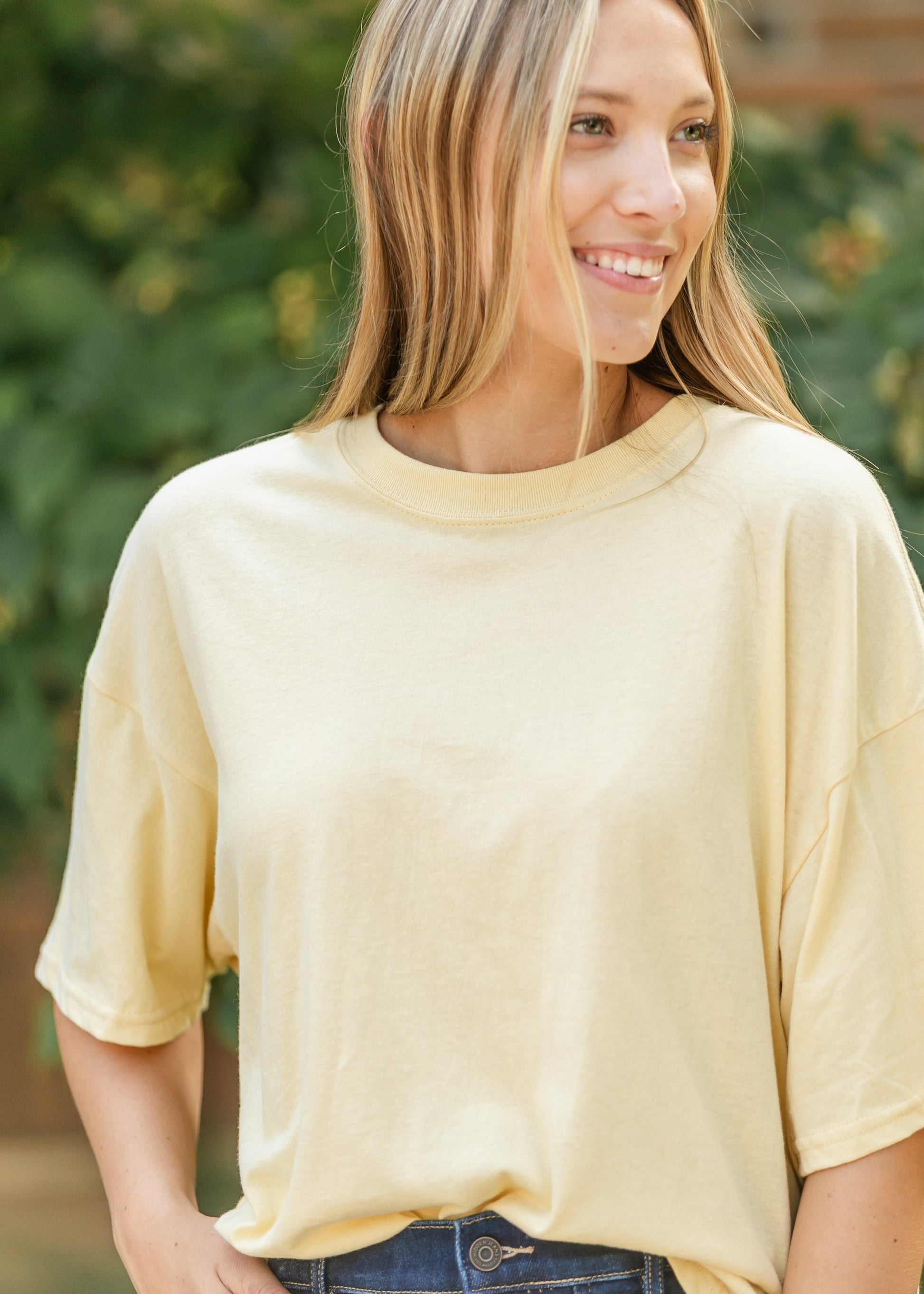 Drop Shoulder Short Sleeve T-Shirt FF Tops
