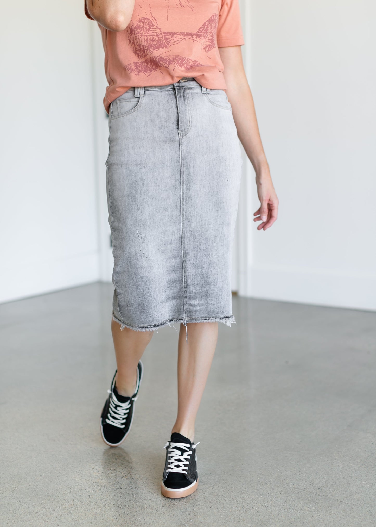 Drue Black Wash Midi Skirt FF Skirts