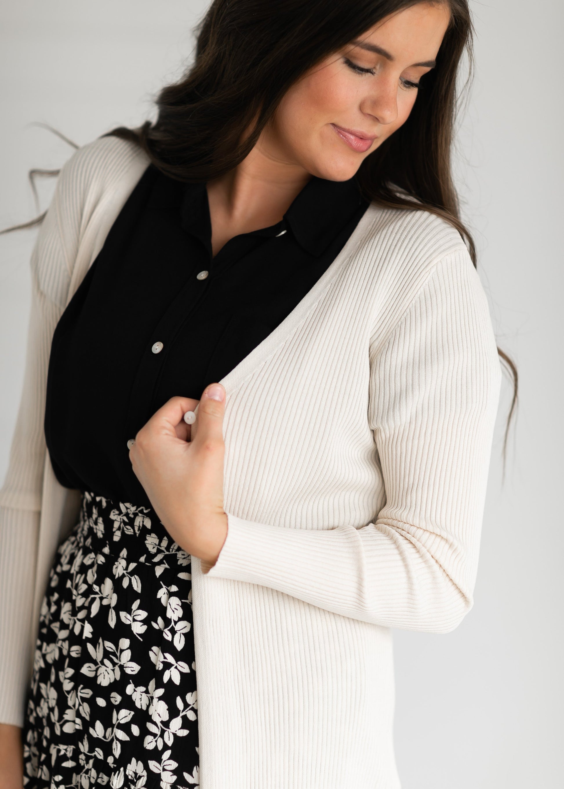 Duster Single Button Ribbed Cardigan Tops