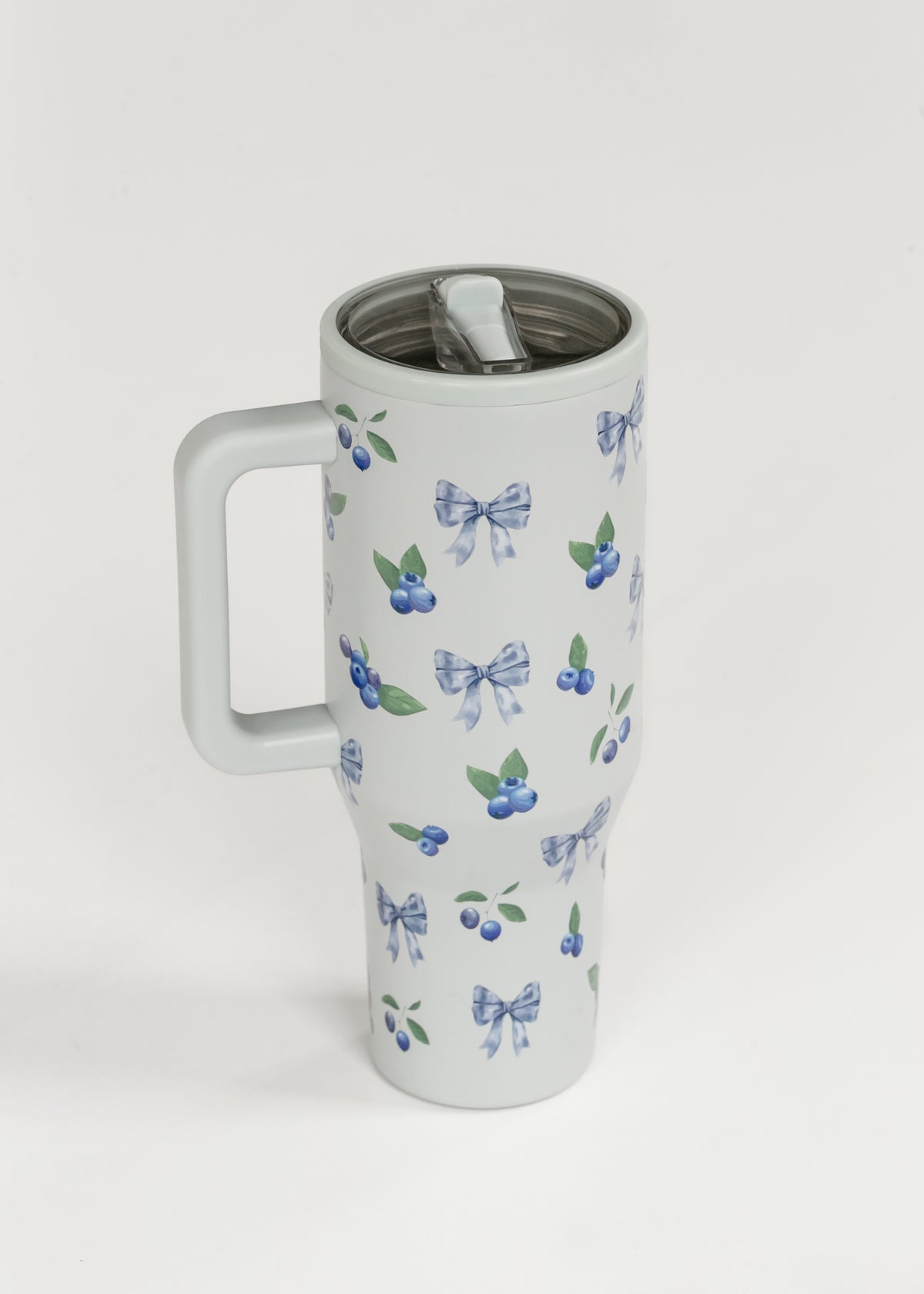 Dusty Blue Blueberry Bow Spill Free Tumbler Gifts