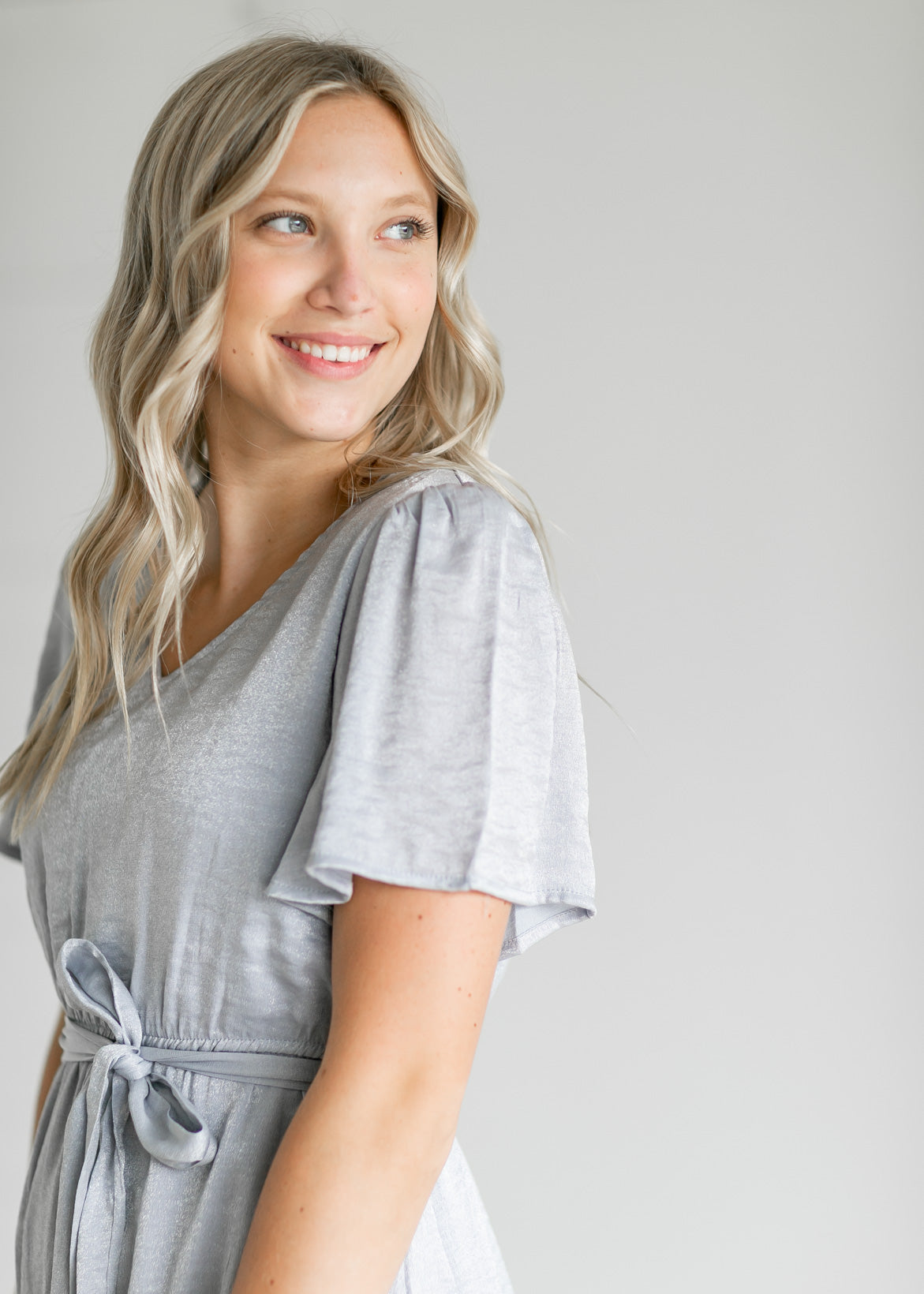 Dusty Blue High Low Midi Dress Dresses