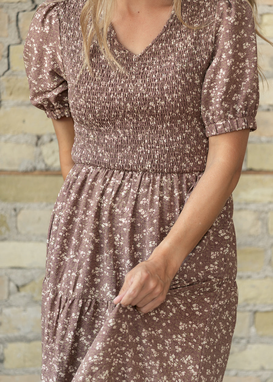 Dusty Plum Belted Midi Dress FF Dresses