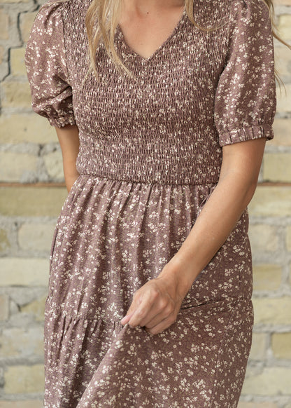 Dusty Plum Belted Midi Dress FF Dresses