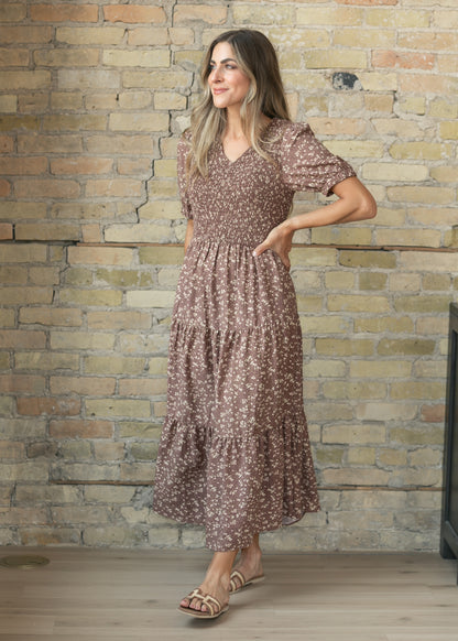 Dusty Plum Belted Midi Dress FF Dresses