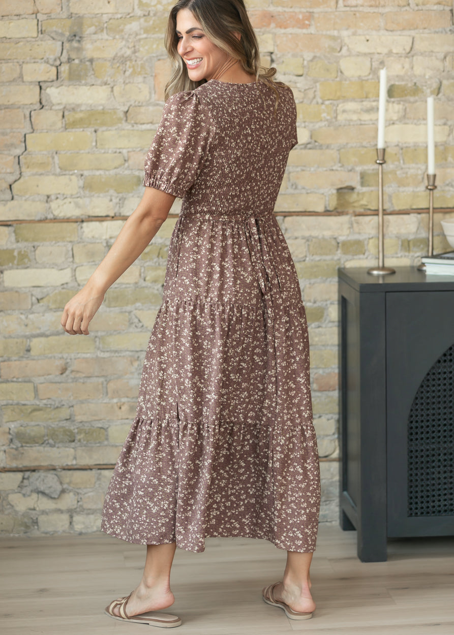 Dusty Plum Belted Midi Dress FF Dresses