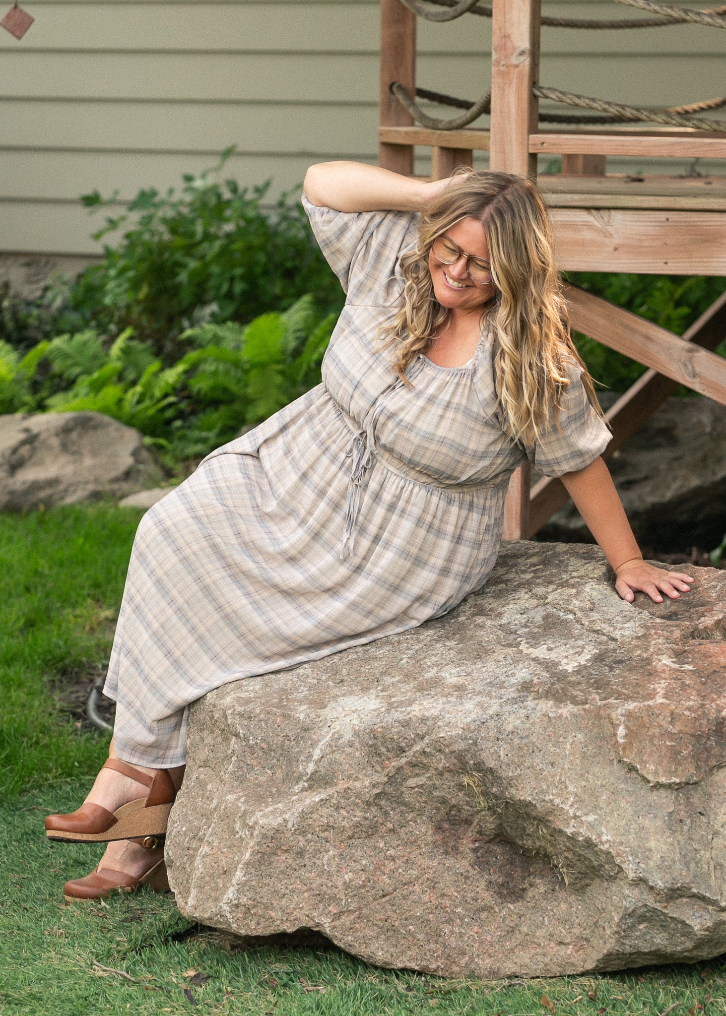 Dyer Plaid Midi Dress FF Dresses