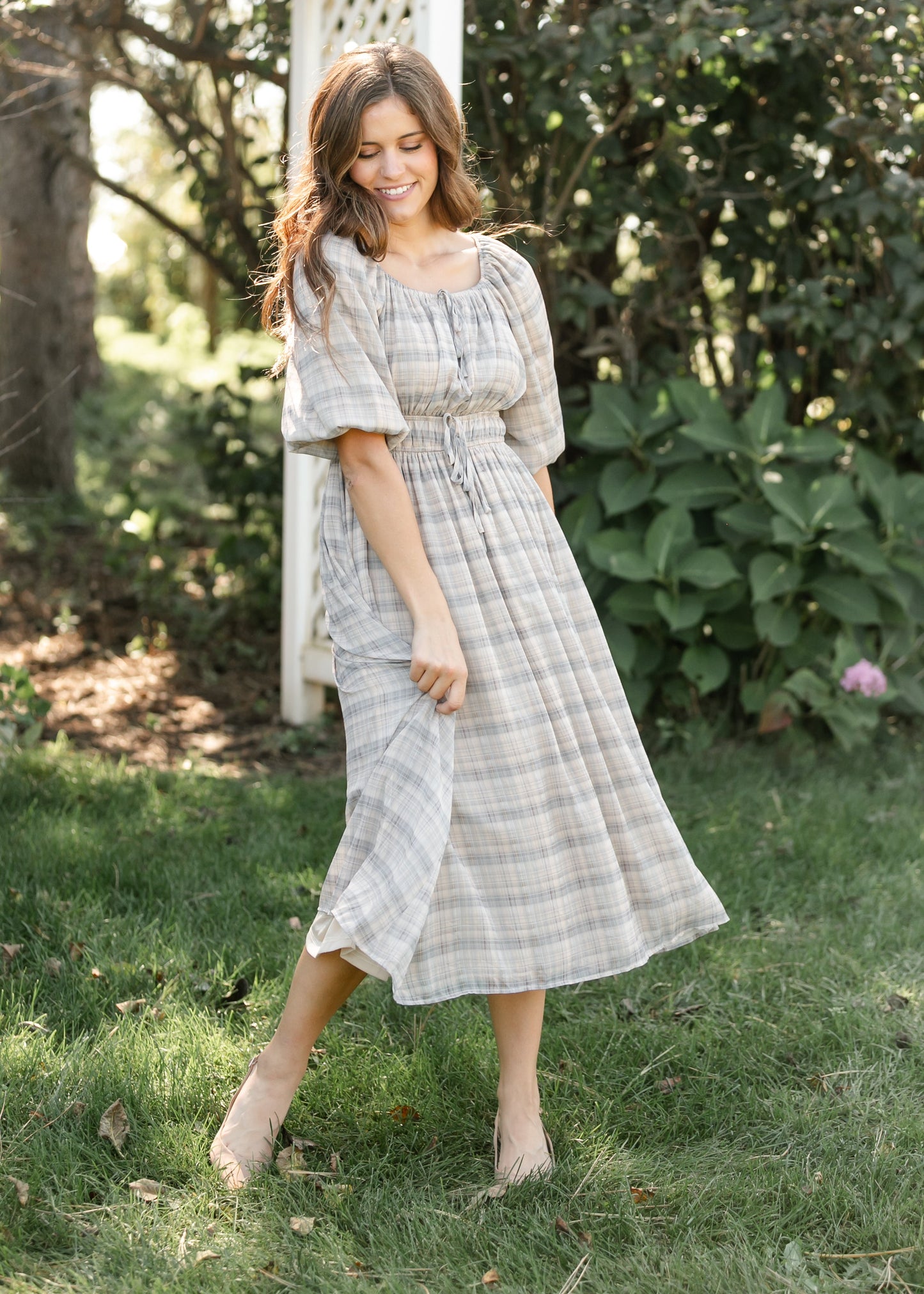 Dyer Plaid Midi Dress FF Dresses