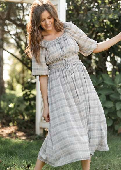 Dyer Plaid Midi Dress FF Dresses