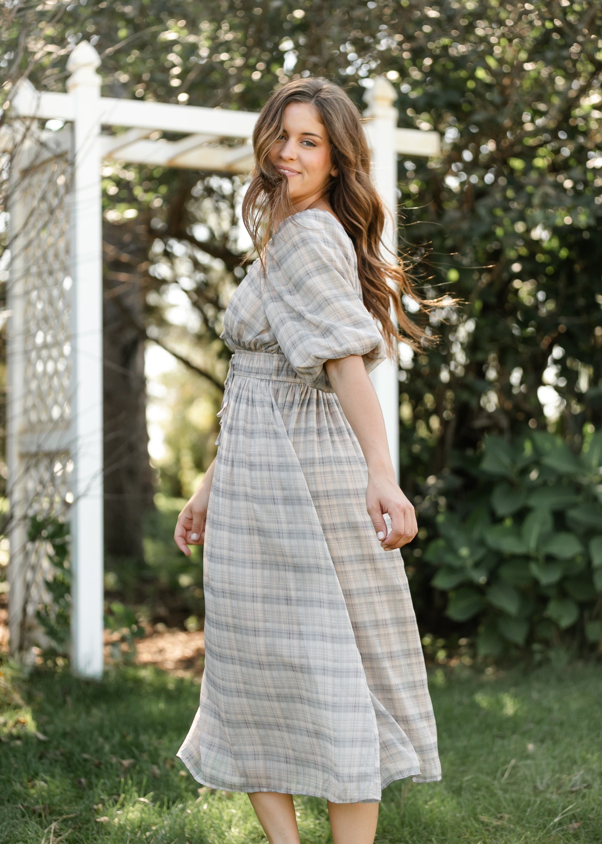 Dyer Plaid Midi Dress FF Dresses