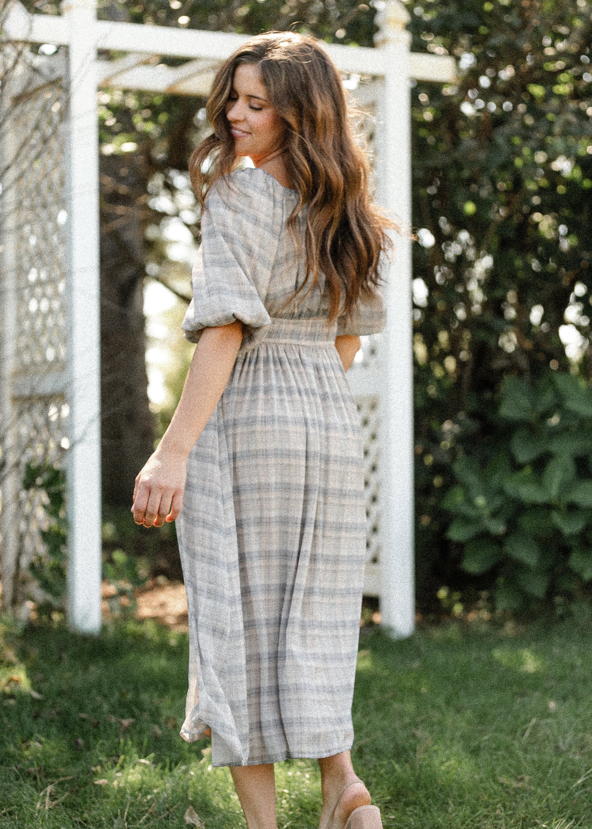 Dyer Plaid Midi Dress FF Dresses