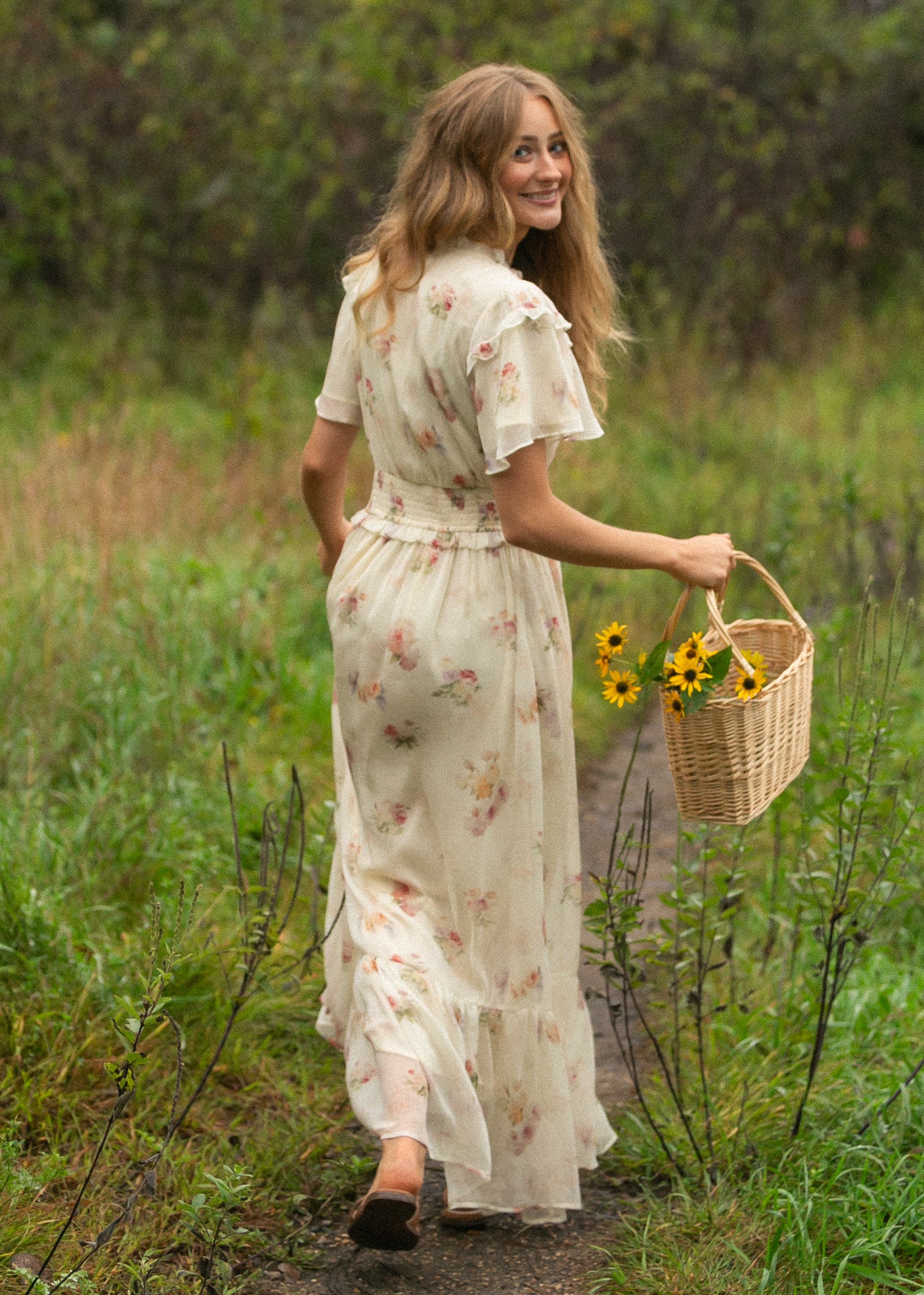 Eden Cream Floral Maxi Dress Inherit Co. Eden Cream Floral Maxi Dress Inherit Co.