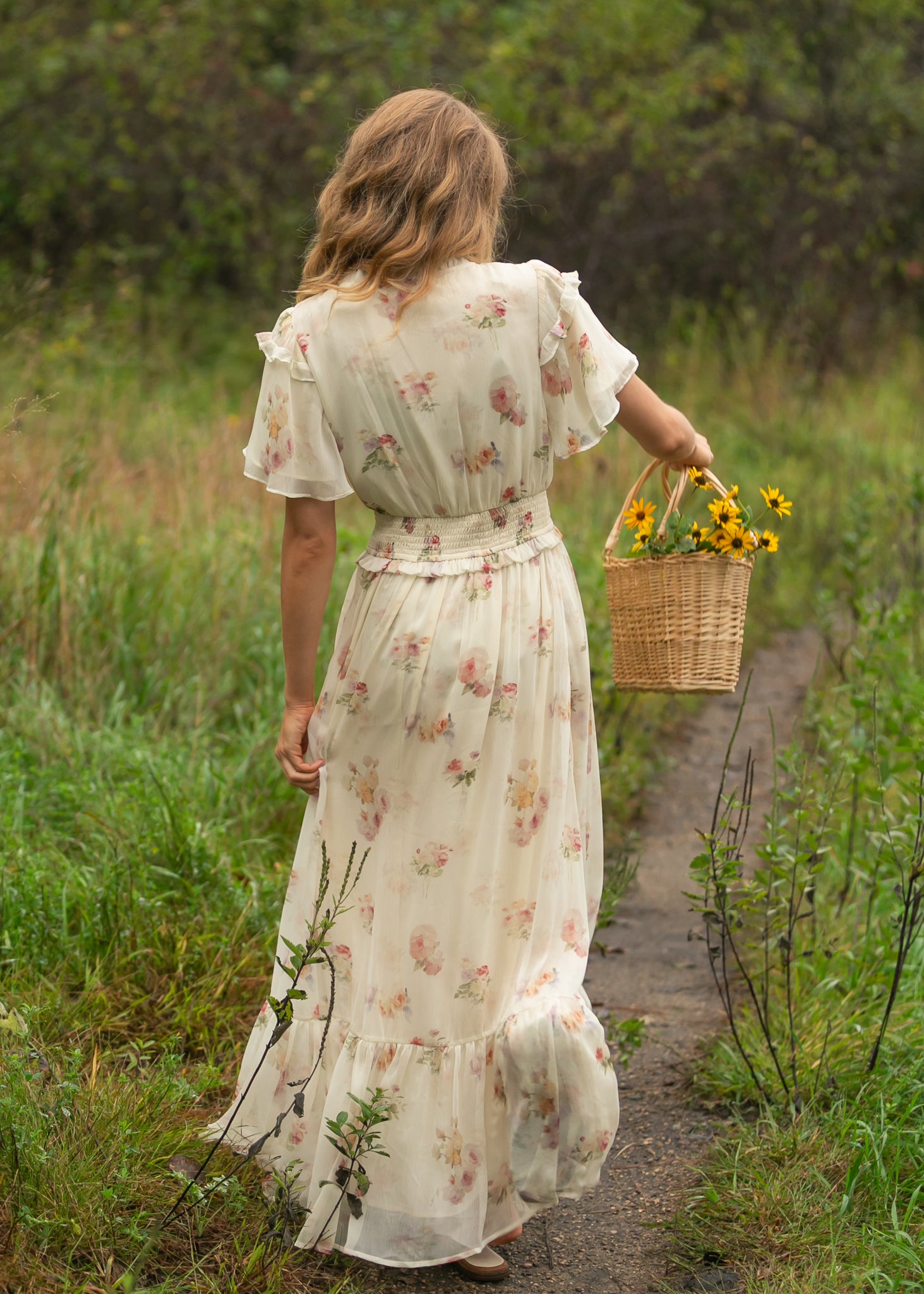 white christmas dresses Elodie A-line Floral Midi Dress - Cream | Occasion Dress in Sizes XXS–6X