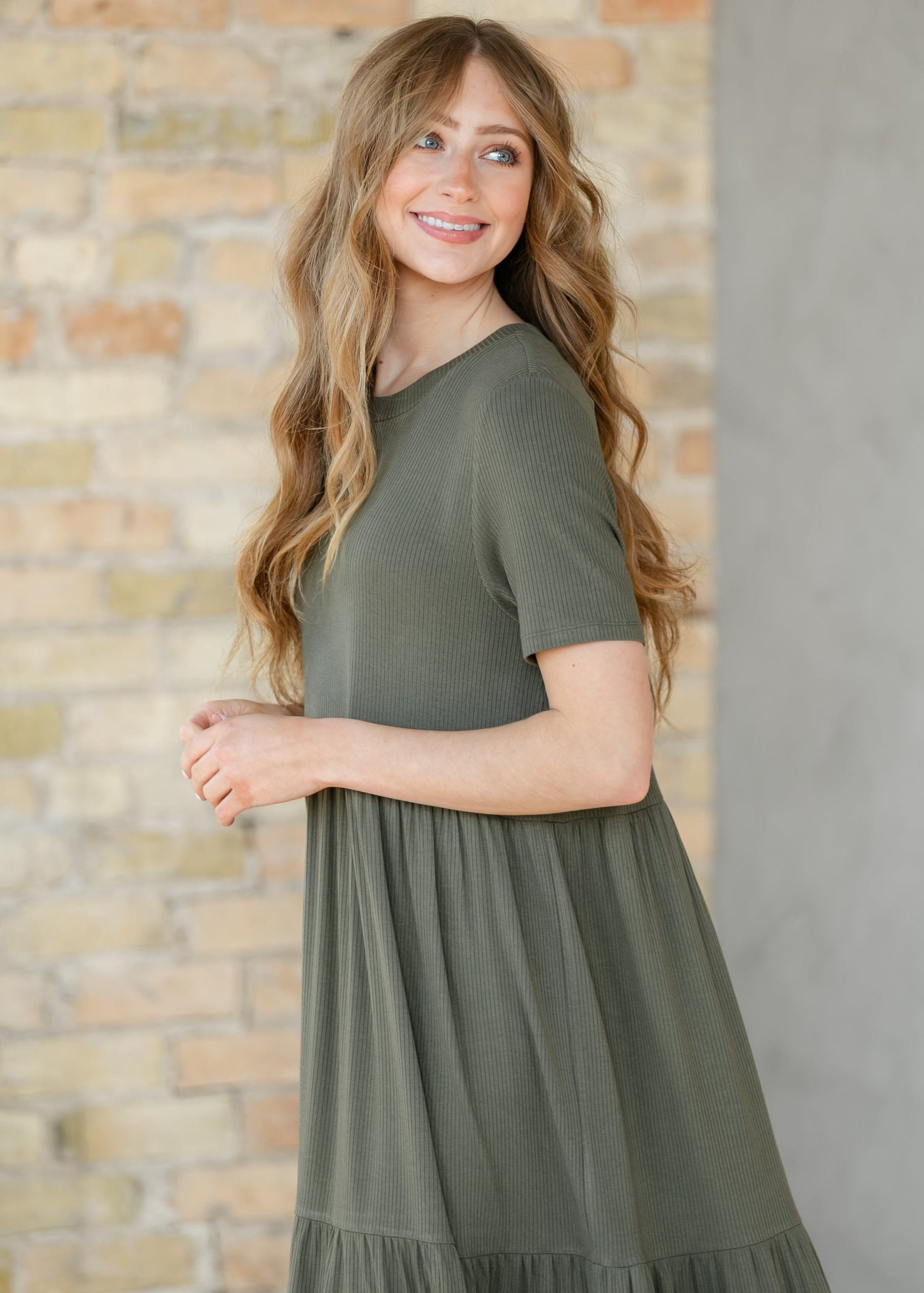 Edie Ribbed Tiered Midi Dress IC Dresses