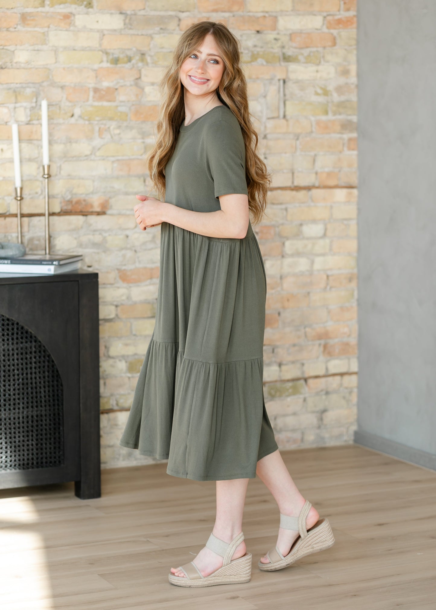 Edie Ribbed Tiered Midi Dress IC Dresses
