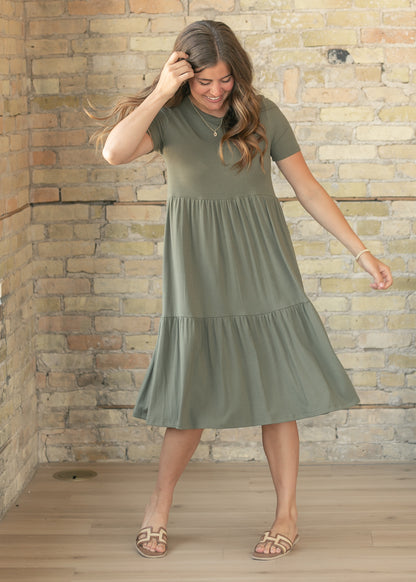 Edie Ribbed Tiered Midi Dress IC Dresses