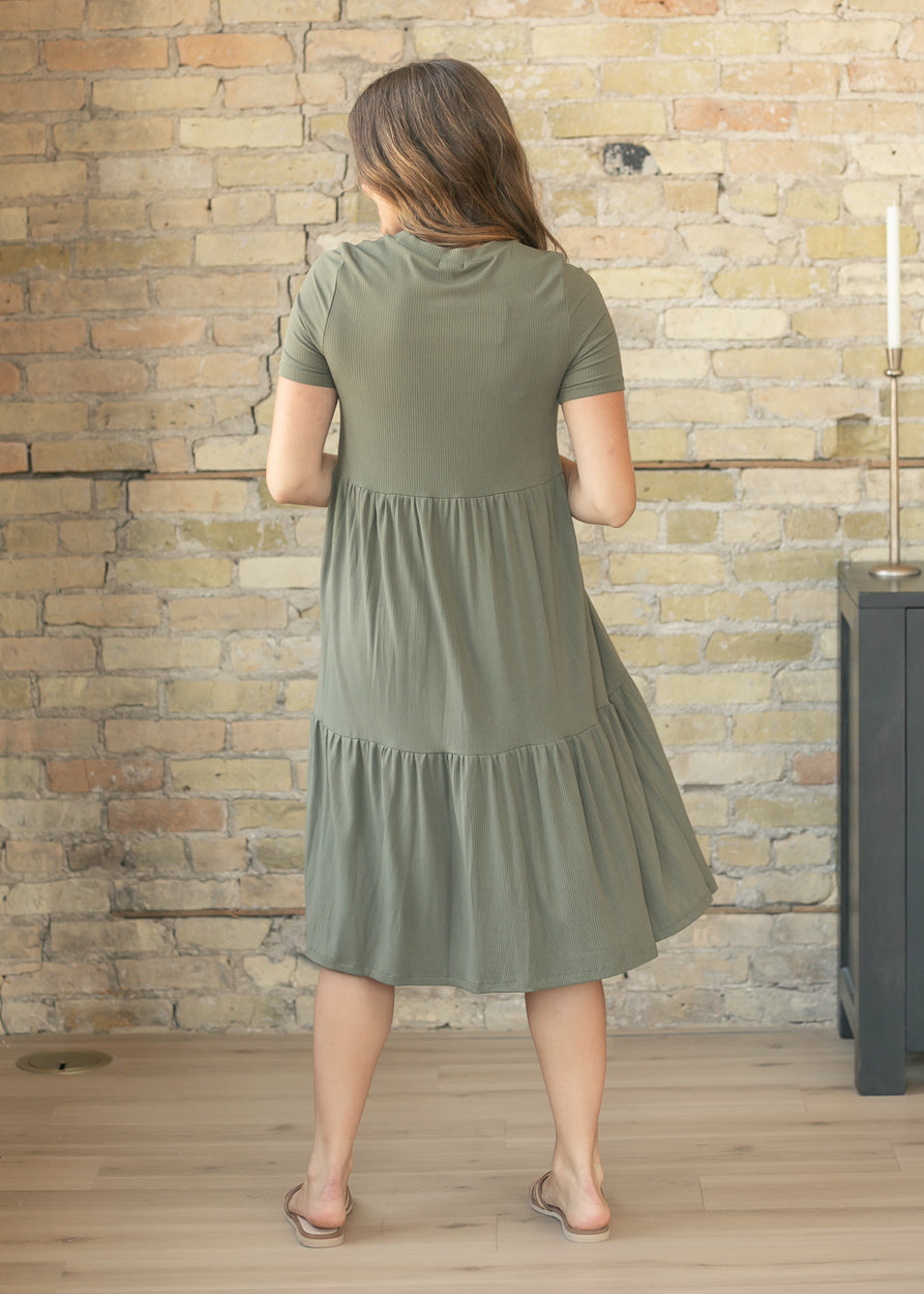 Edie Ribbed Tiered Midi Dress IC Dresses