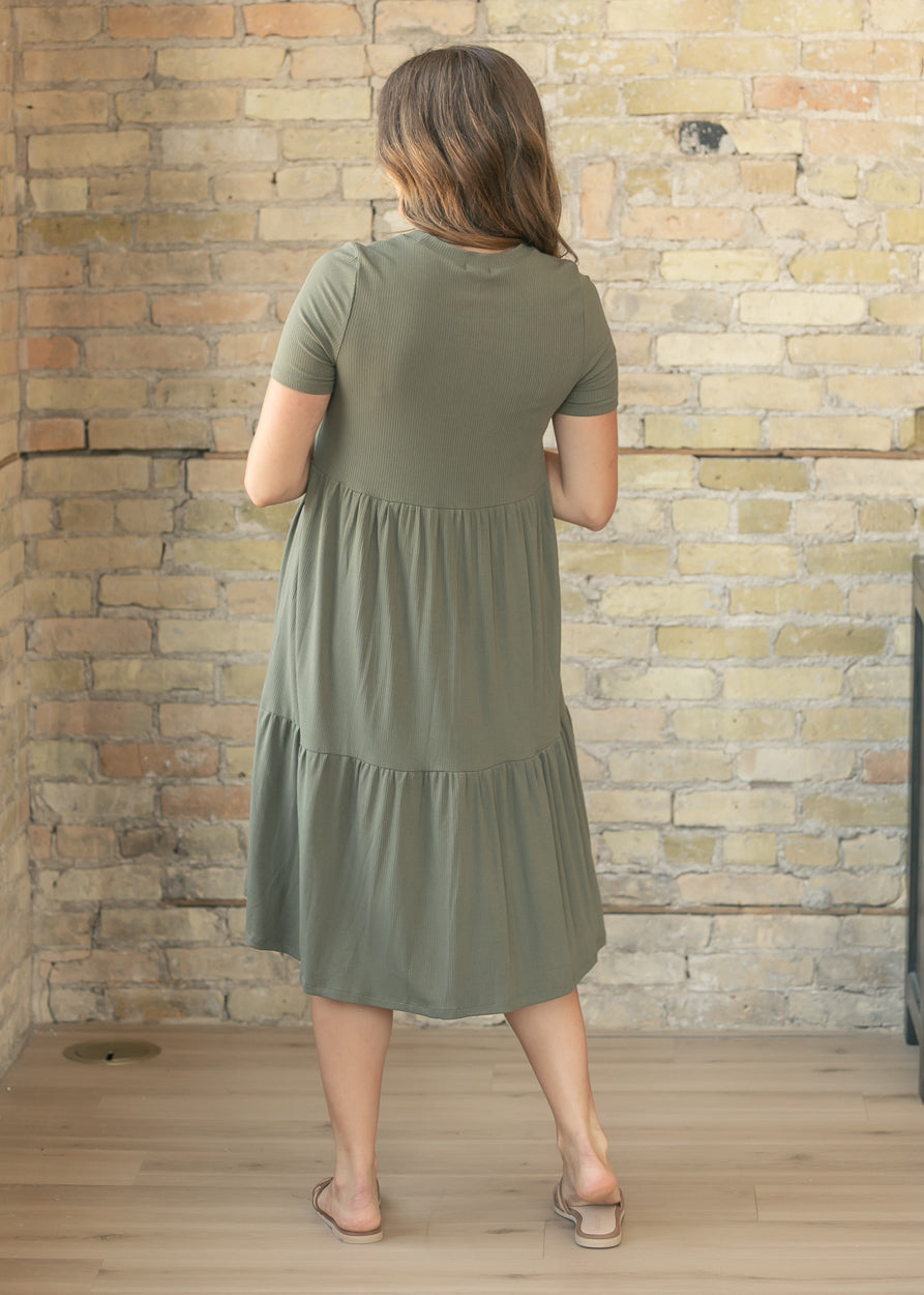 Edie Ribbed Tiered Midi Dress IC Dresses