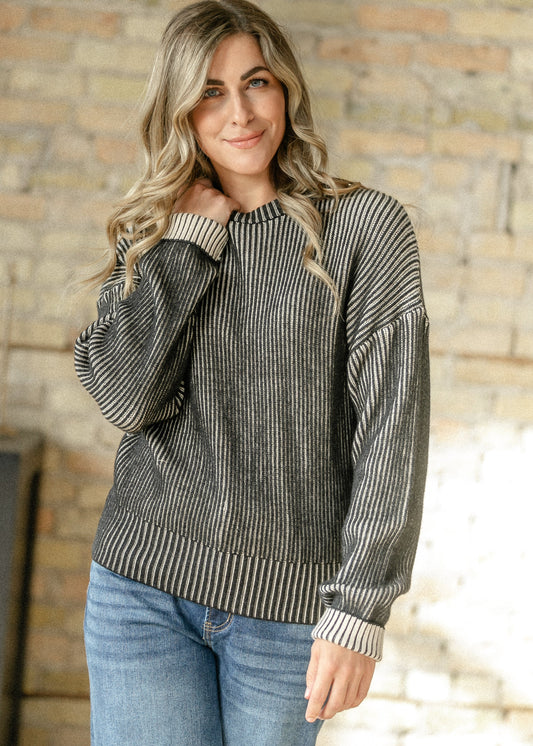 elan Black White Knit Sweater FF Tops