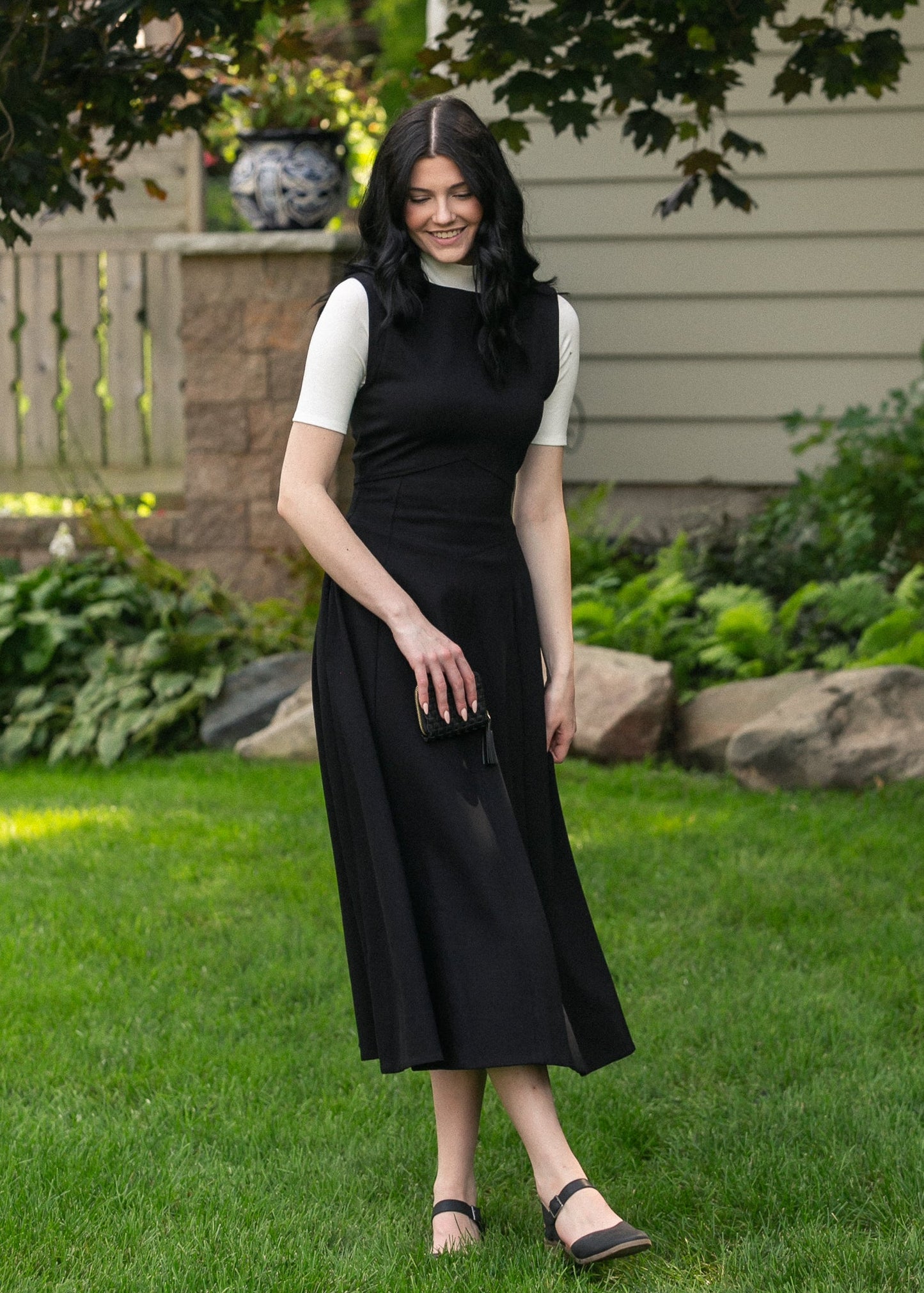 elan Camilla Black Midi Dress FF Dresses