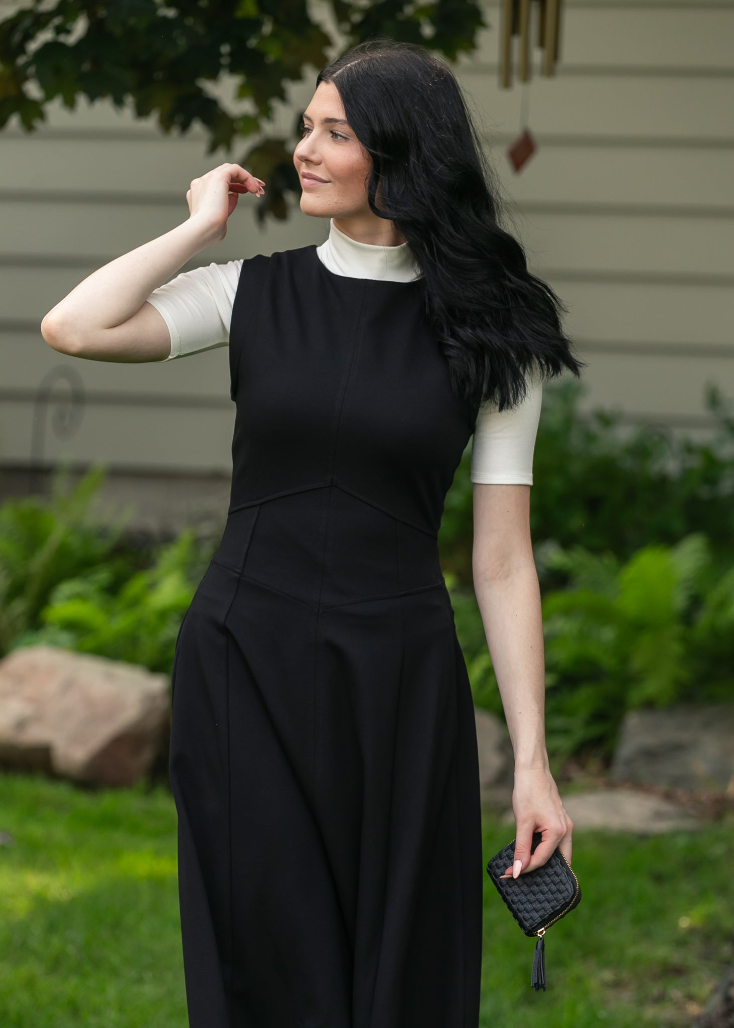 elan Camilla Black Midi Dress