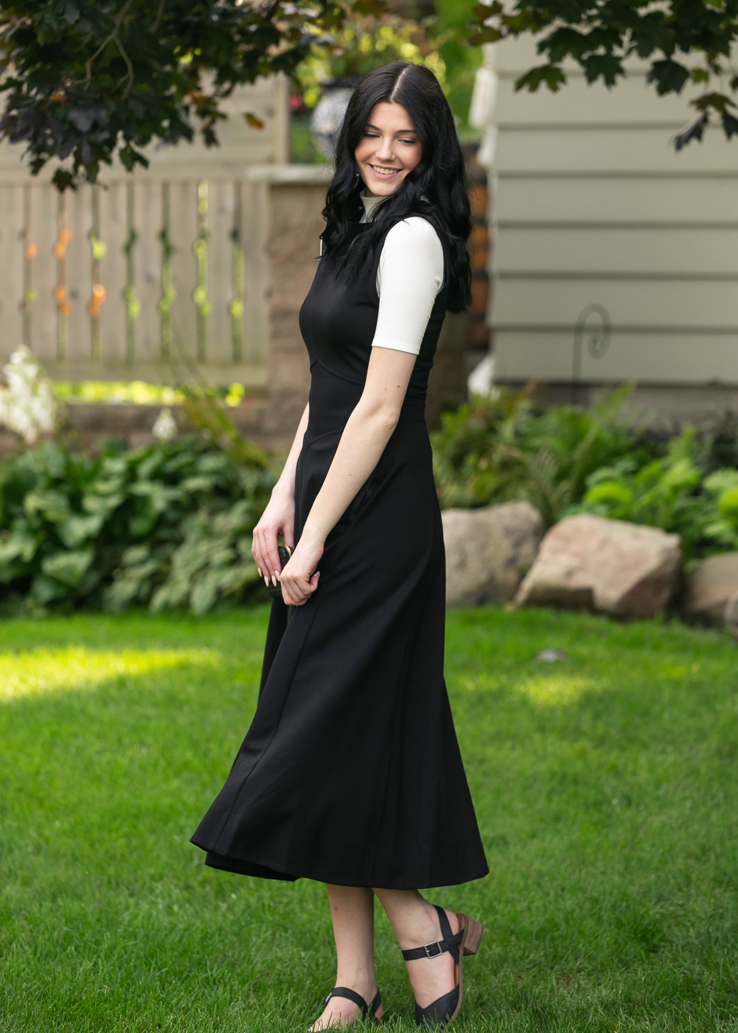 elan Camilla Black Midi Dress FF Dresses
