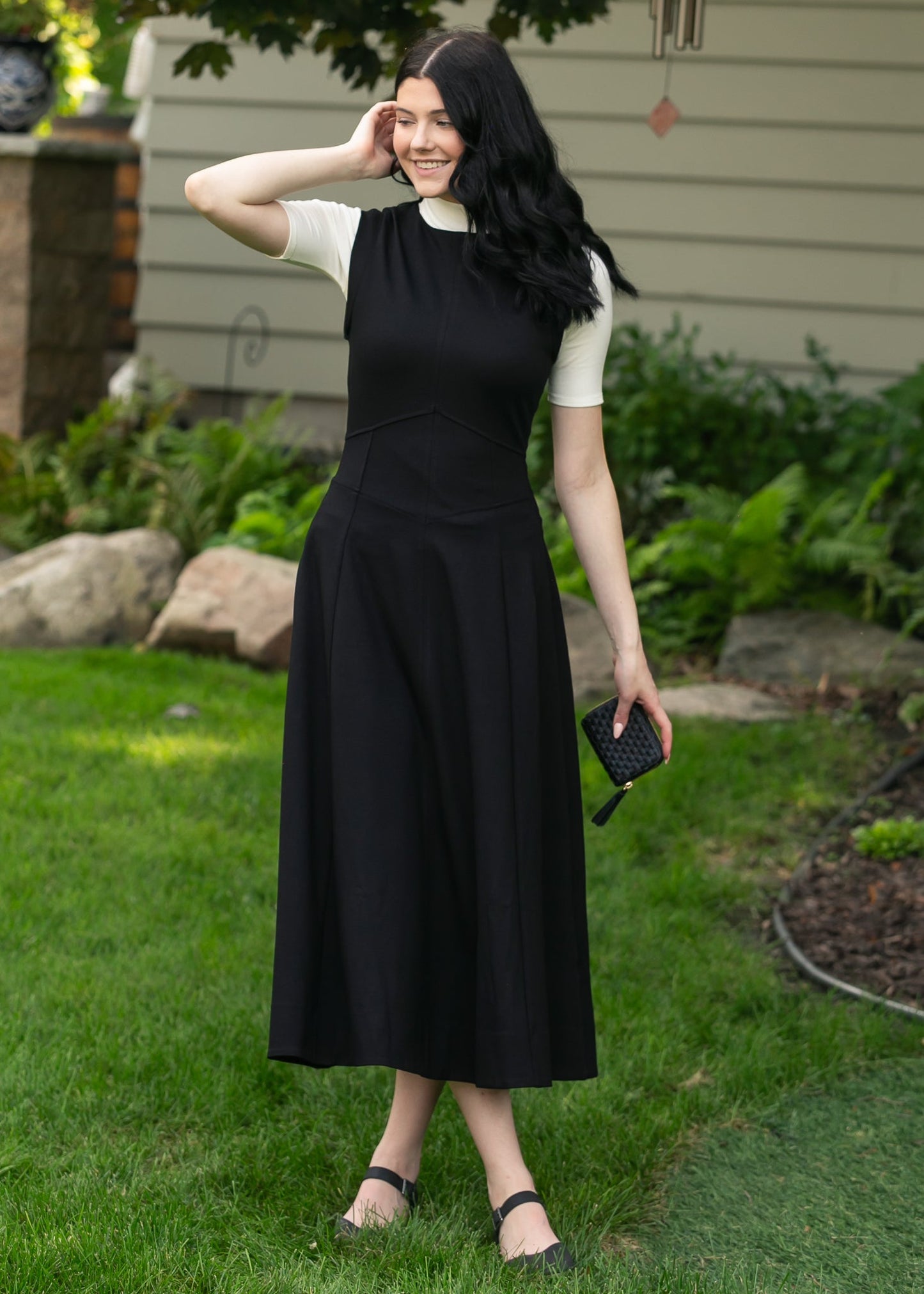 elan Camilla Black Midi Dress FF Dresses