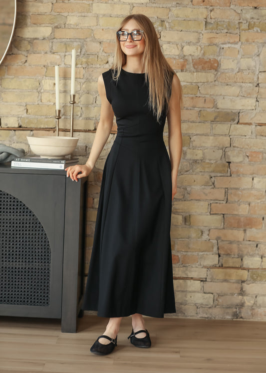 elan Camilla Black Midi Dress FF Dresses