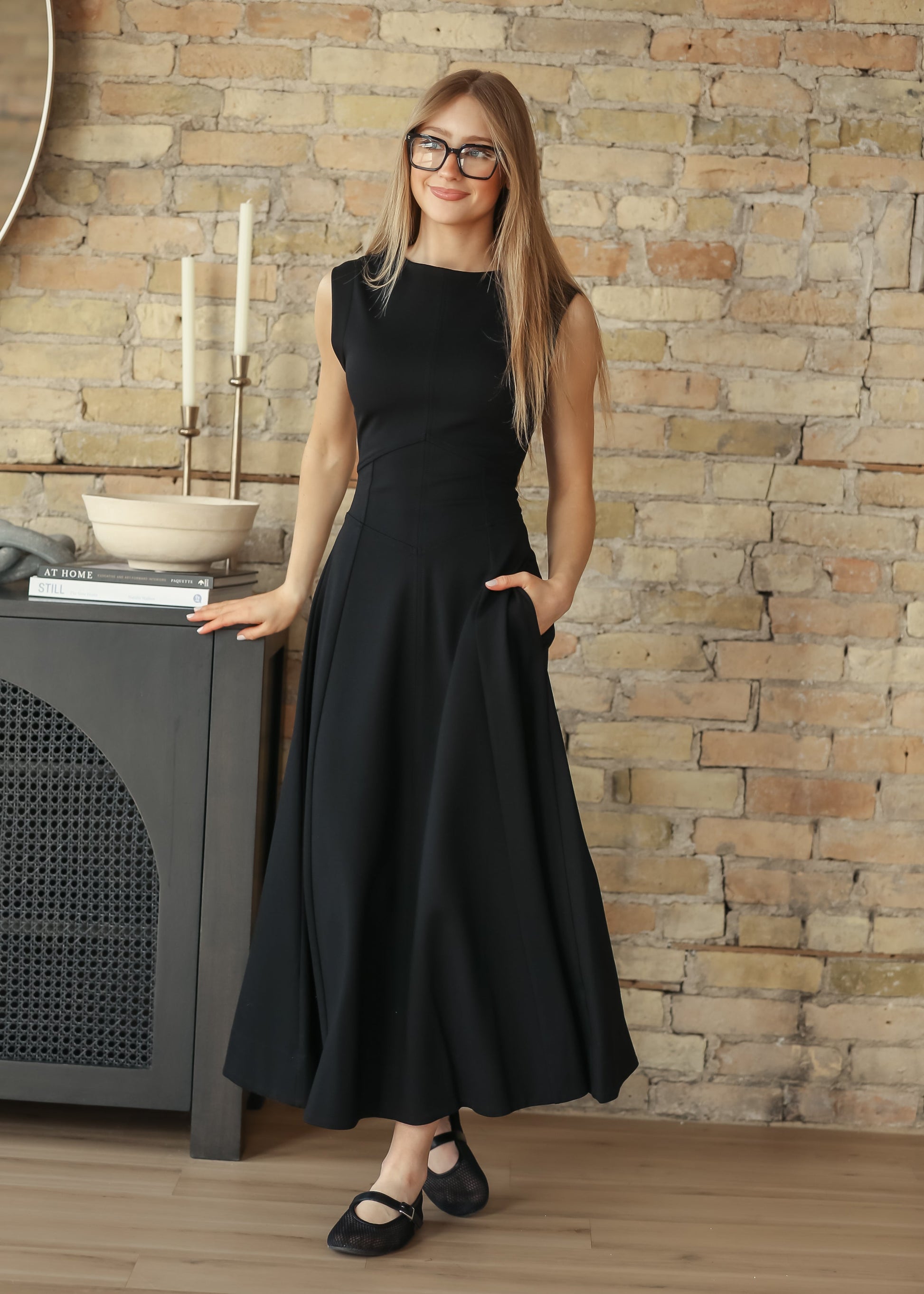 elan Camilla Black Midi Dress FF Dresses