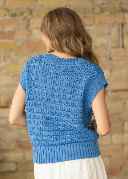 elan Crochet Dolman Short Sleeve Sweater FF Tops