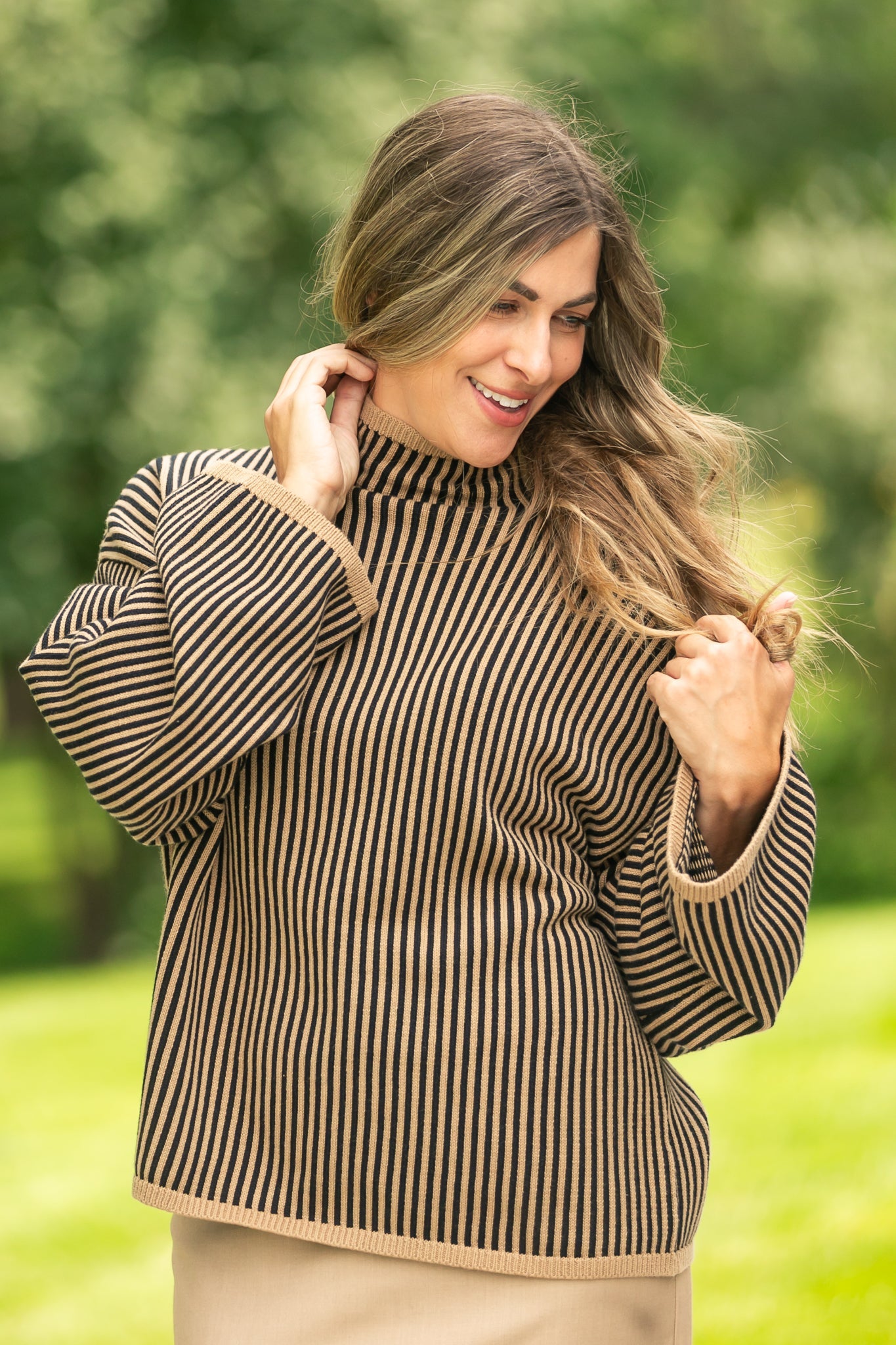 elan Mock Neck Ribbed Sweater FF Tops