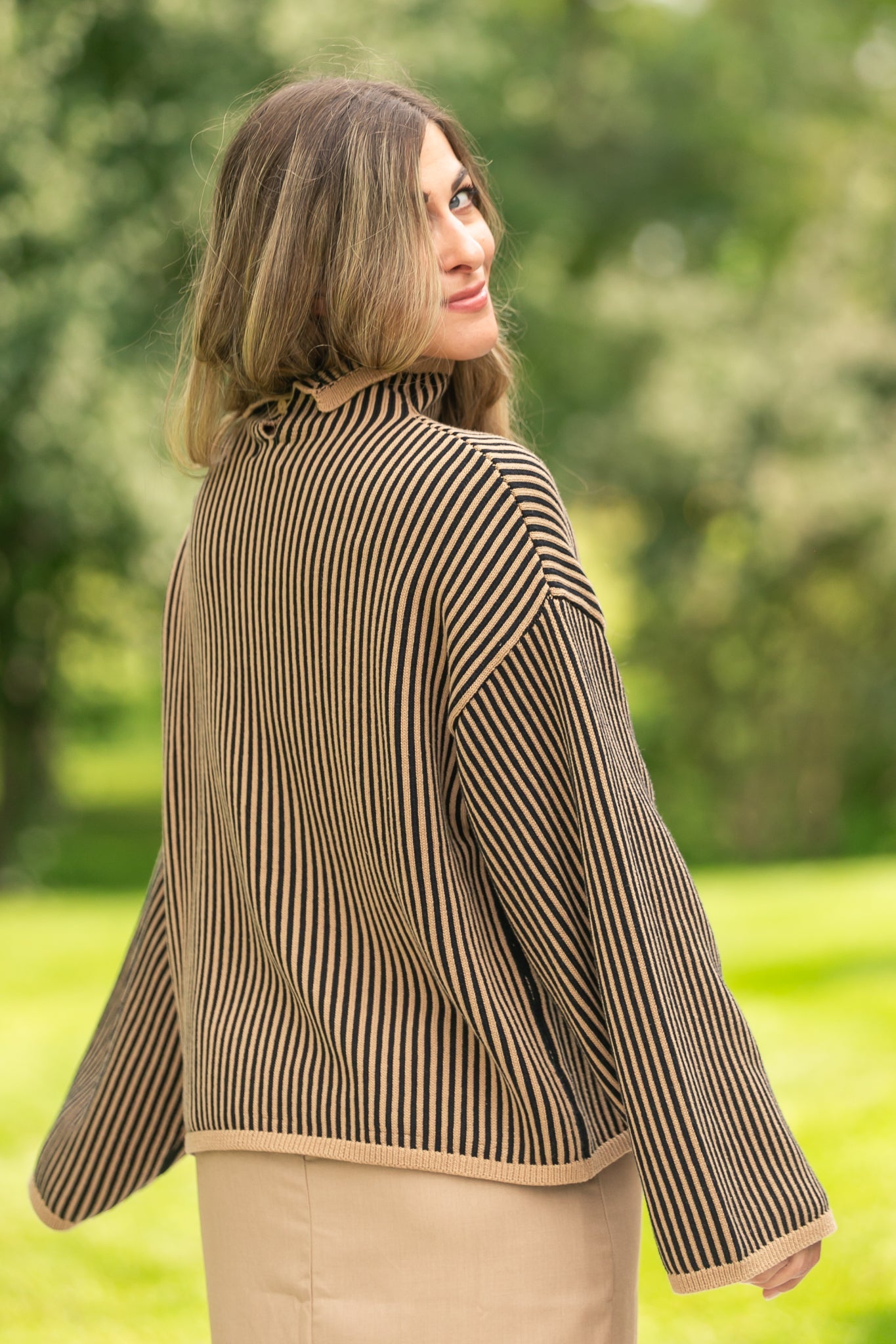 elan Mock Neck Ribbed Sweater FF Tops