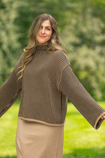 elan Mock Neck Ribbed Sweater FF Tops